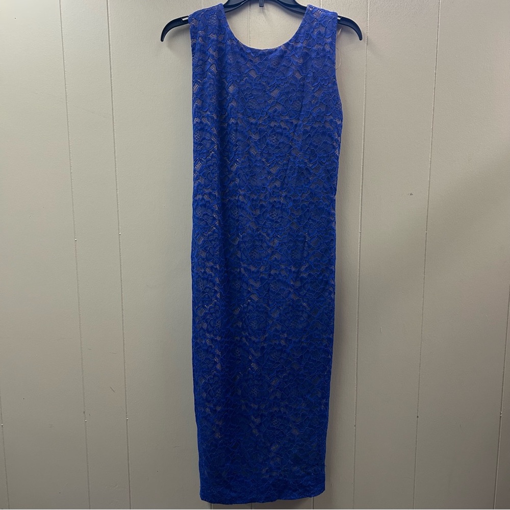 Dress the Population Kendra Lace Dress Women’s Large Midi Blue - Picture 7 of 12